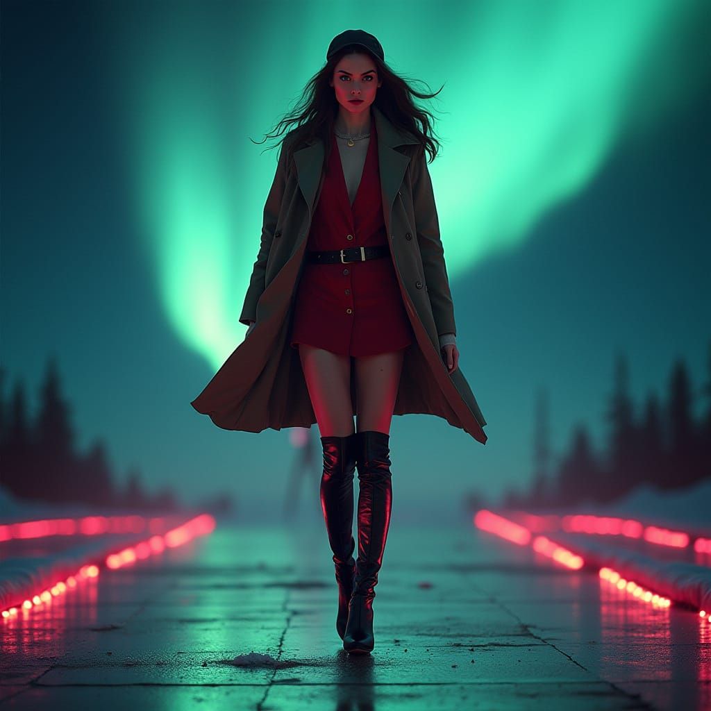 Nancy Drew Supermodel on Runway, Film Noir Style