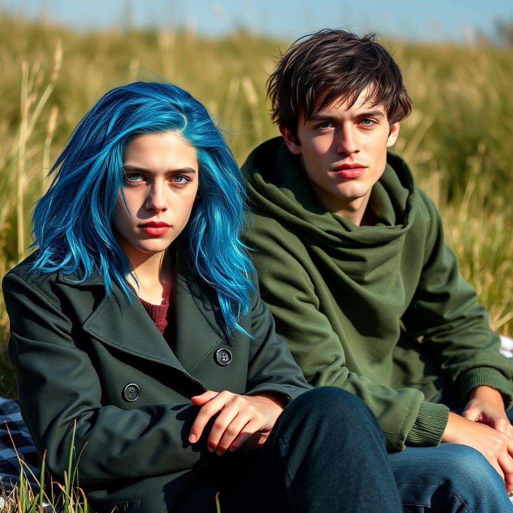 Two Men Relaxing in a Sunny Field