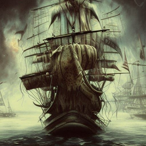 Fantasy Pirate Map, Ink and Watercolor Style