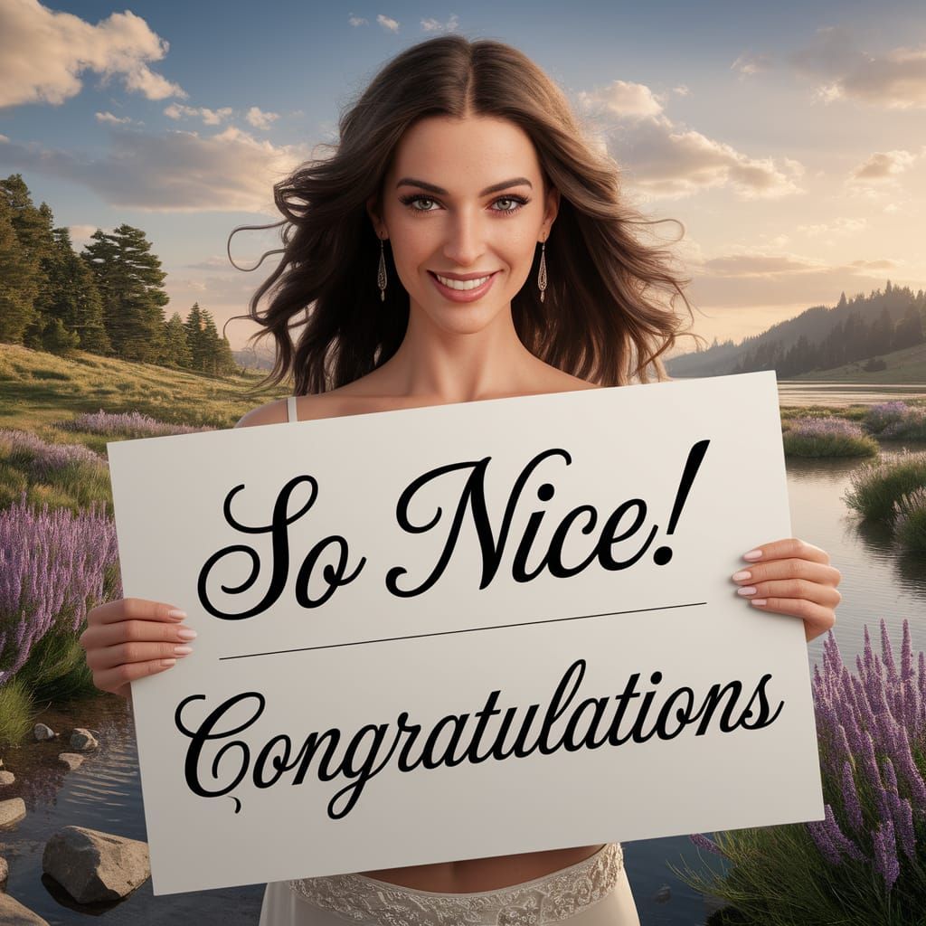 Stunning Woman Celebrates With Congratulatory Sign