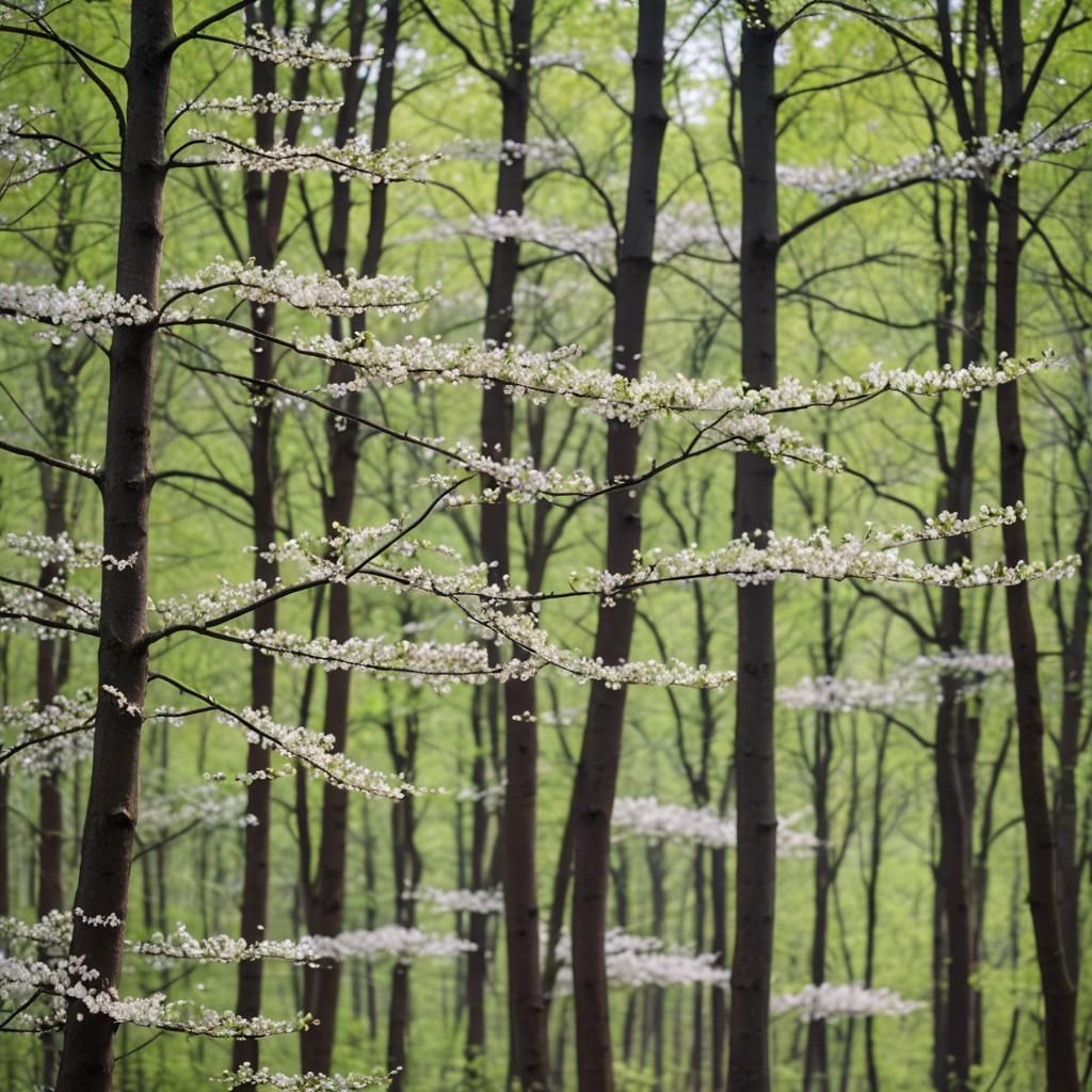 Lush Spring Forest in Natural Light Photography