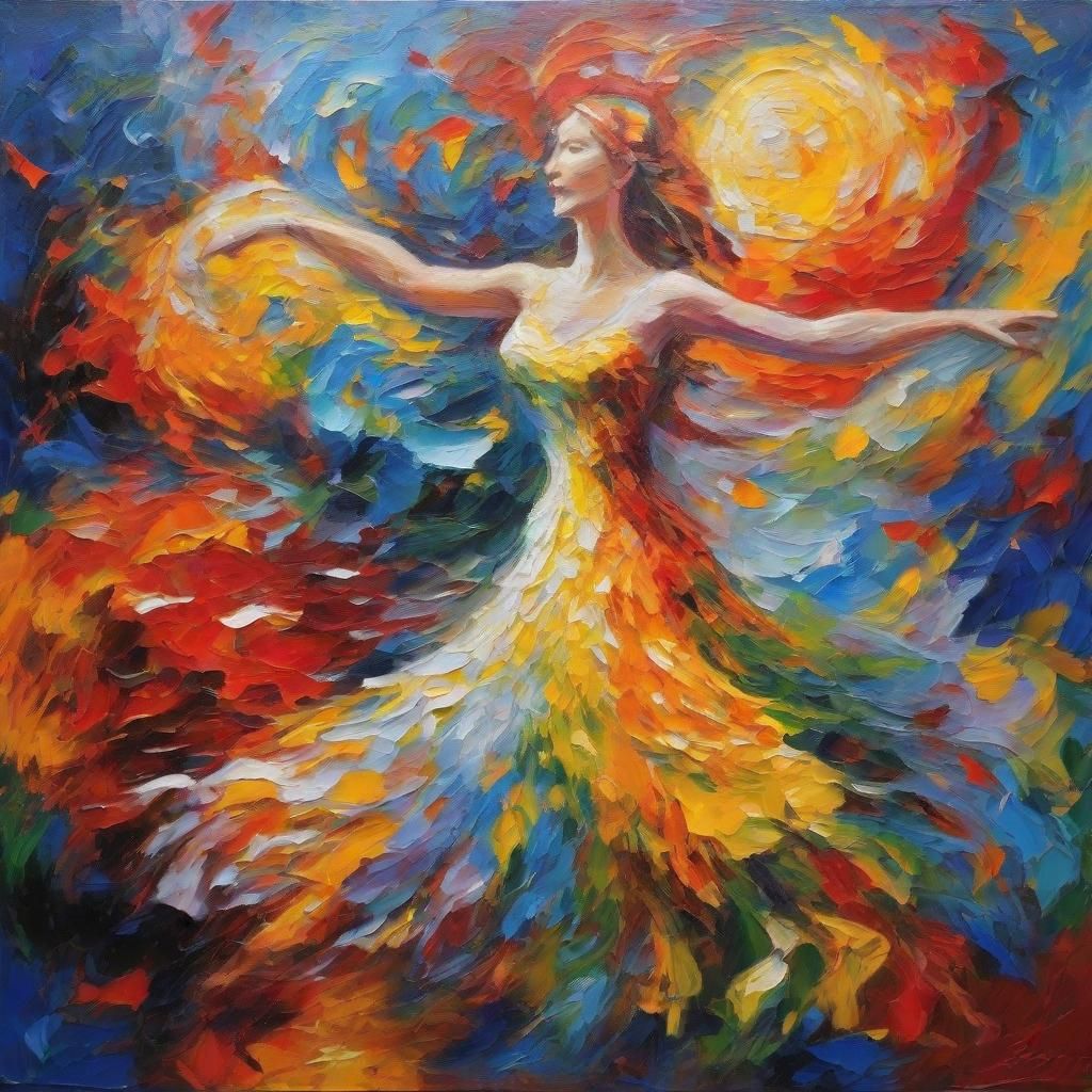Vibrant Swirling World in Expressionist Oil Painting
