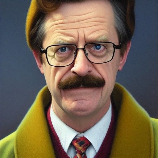 Ned Flanders Portrait in Oil Painting Style