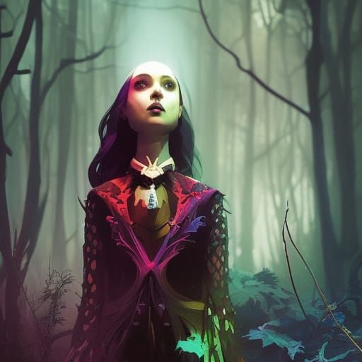 Horrifying Wednesday Addams as Evil Magician