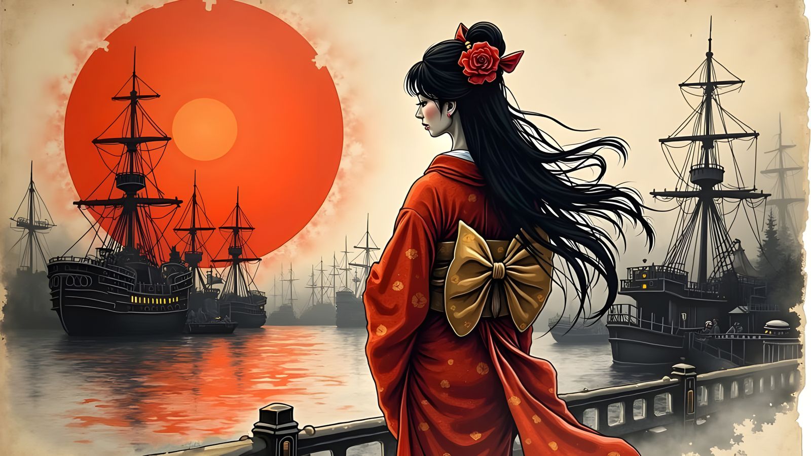 Steampunk Geisha by Sunset