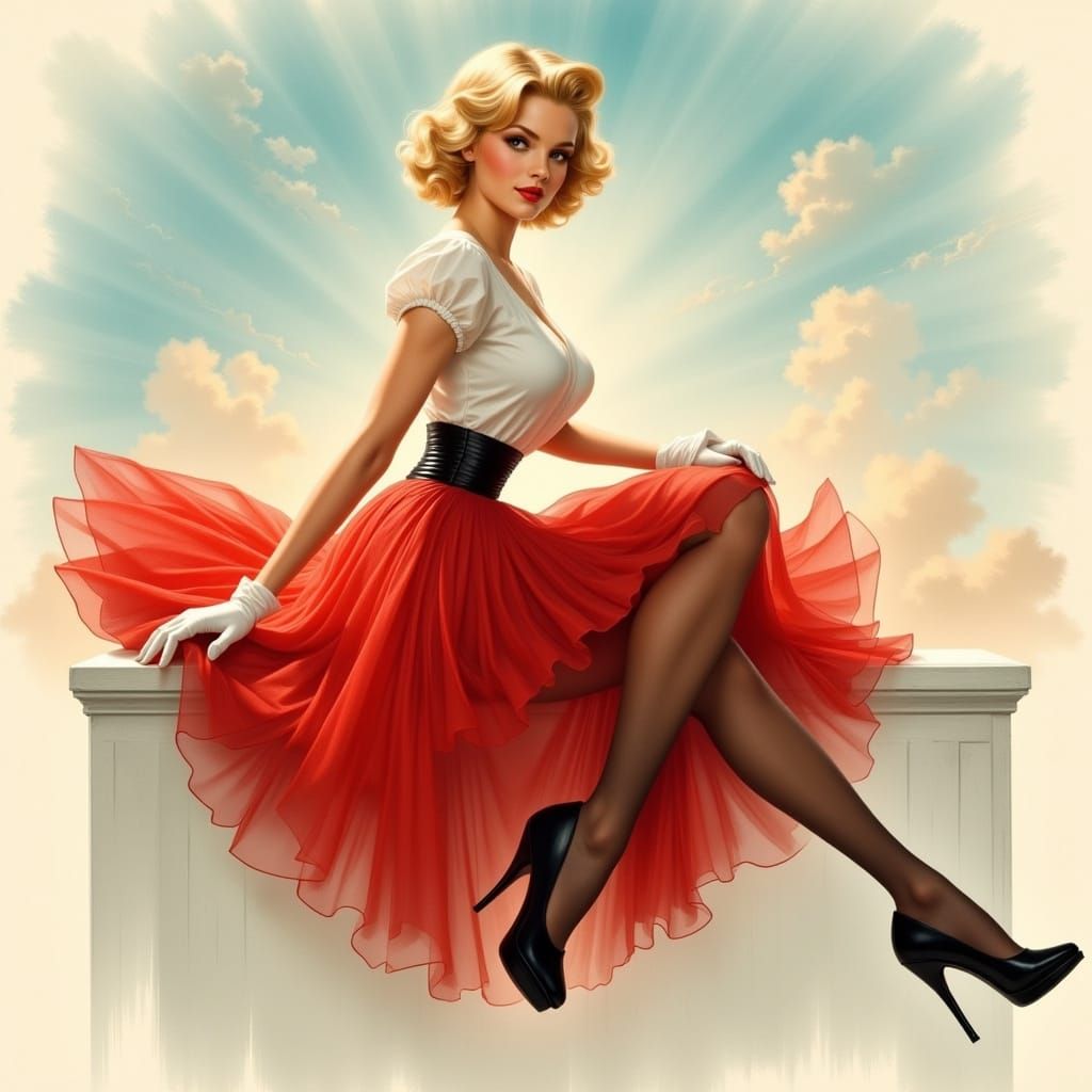 Vintage Pin-Up Woman in 1950s Style