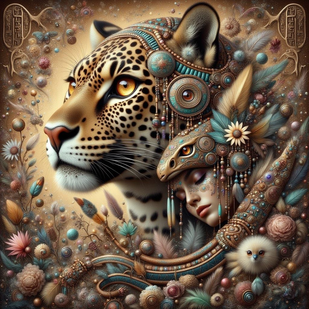 Mystical Serpopard in Ancient Egyptian Style