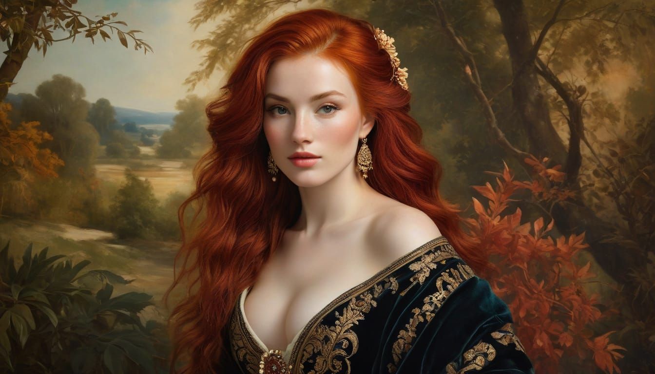Sensual Redhead Portrait in 18th Century Style
