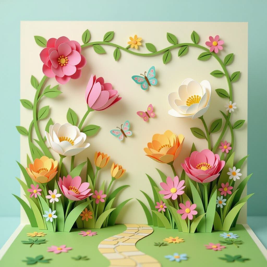 Enchanting 3D Pop-Up Garden Book Scene