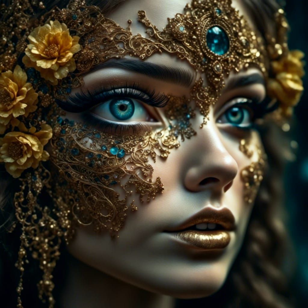 Golden Flowers Adorn a Beautiful Eye