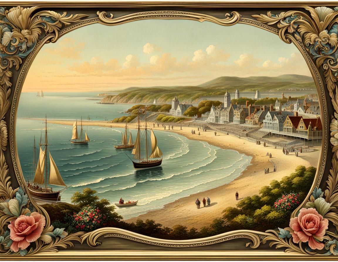 Vintage Victorian Seaside Postcard in 8k Resolution