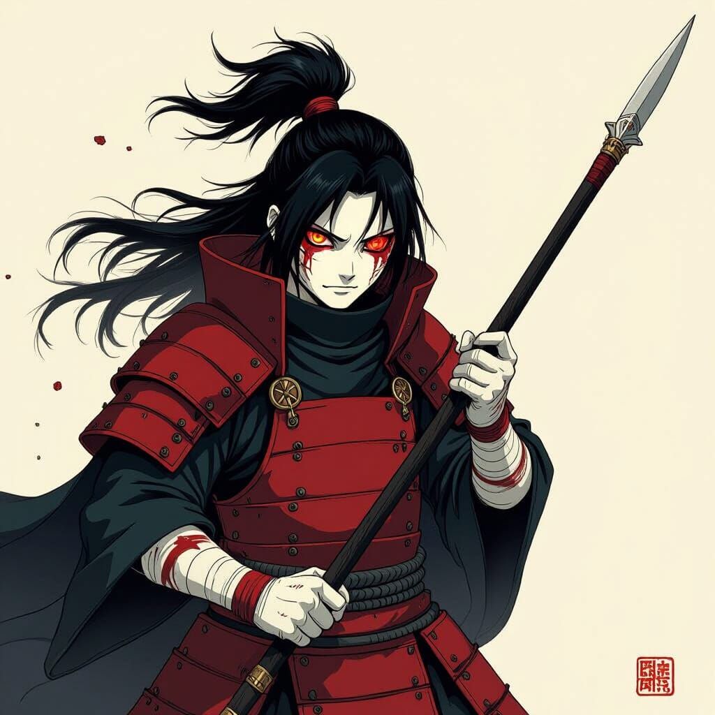 Terrifying Demon Anime Character with Deadly Spear