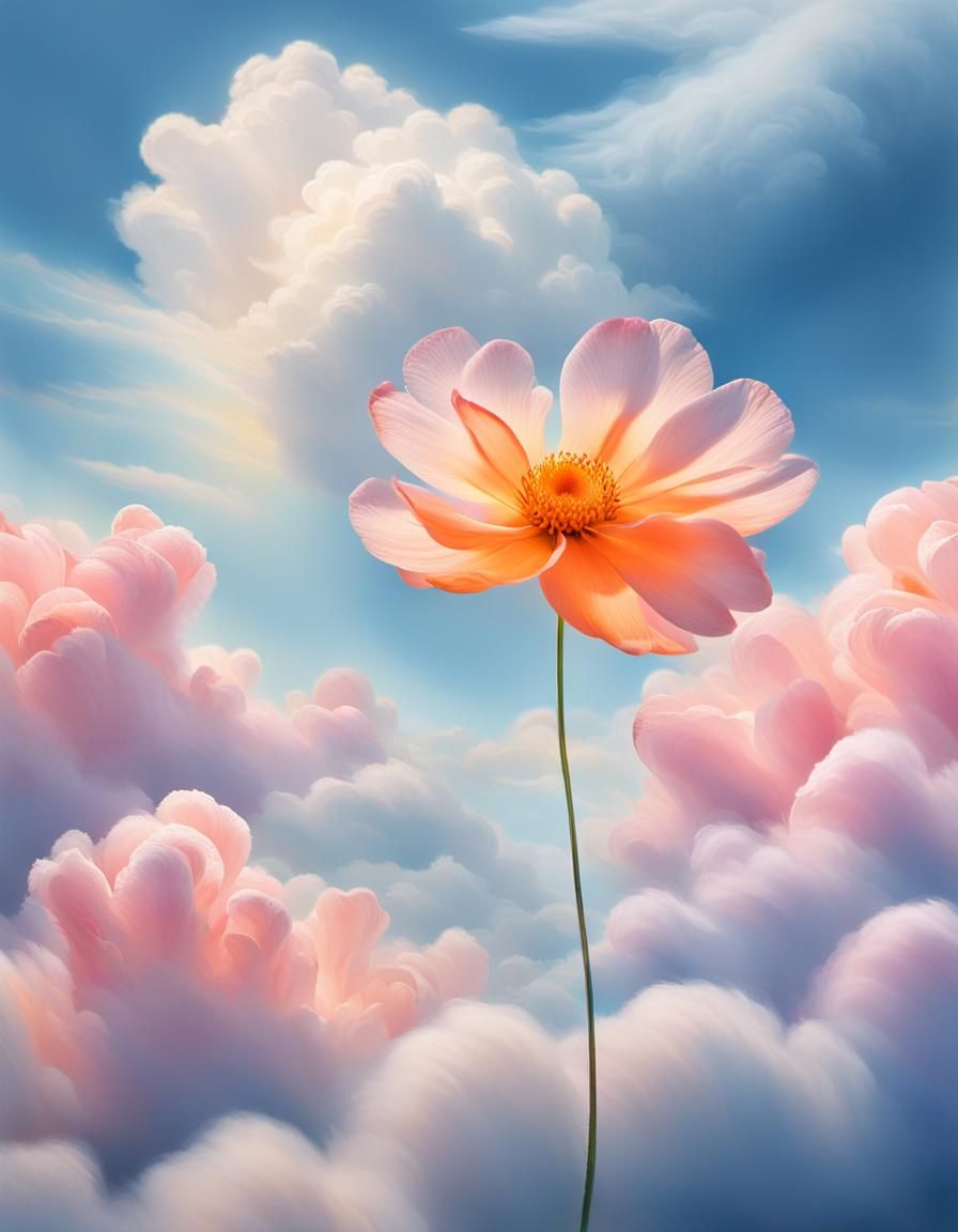 Dreamlike Cloud Flower in Surreal Cloudscape