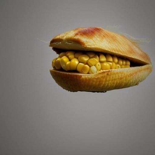 Surreal Corn Cheese Chicken Face: Digital Matte Painting