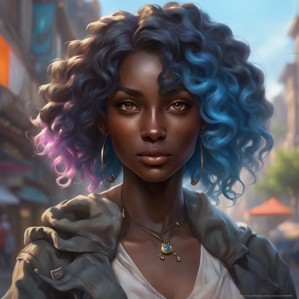 Portrait of Woman with Heterochromia in Splash Art Style