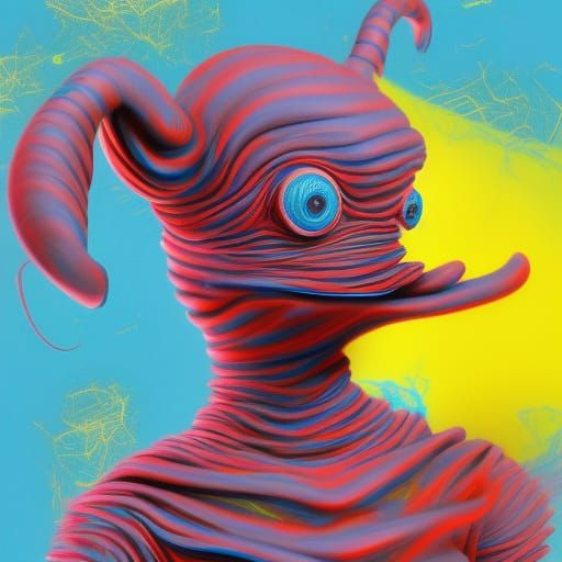 Patriotic Alien Teletubby in Digital Art Style