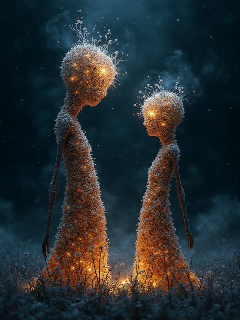 Lukas & Portia Petallic Humanoid Stick-Figures