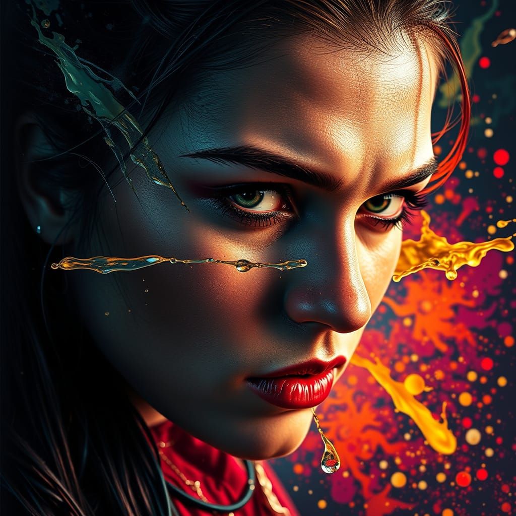 Dramatic Hyperrealistic Face with Side Lighting