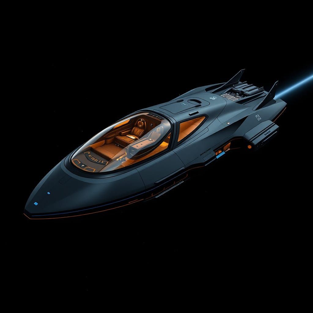 Lehon Spectre: Sleek, Matte Black Spaceship with Onderonian ...