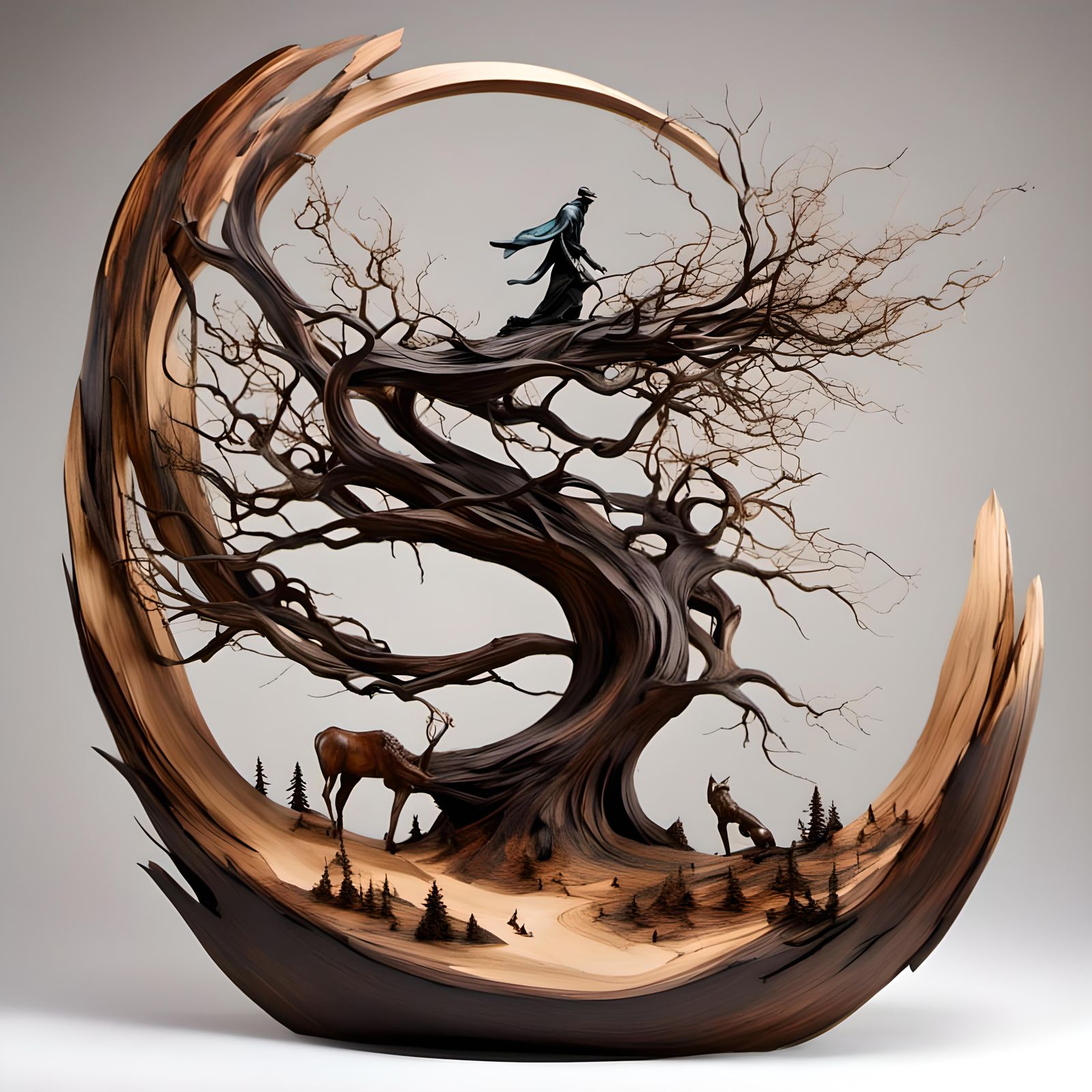 Magic Wood Sculpture with Intricate Details