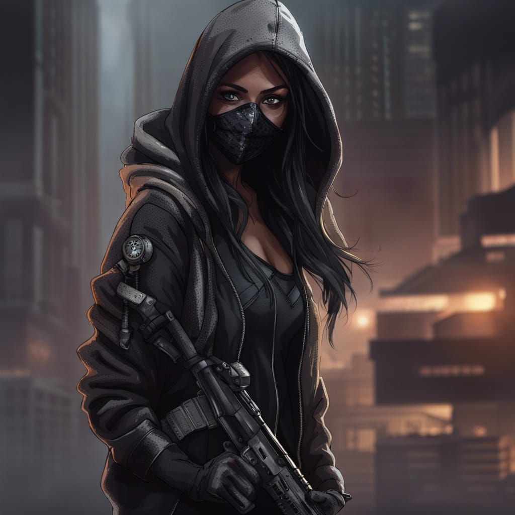 Lethal Masked Assassin Sniper in Dystopian Urban Camo