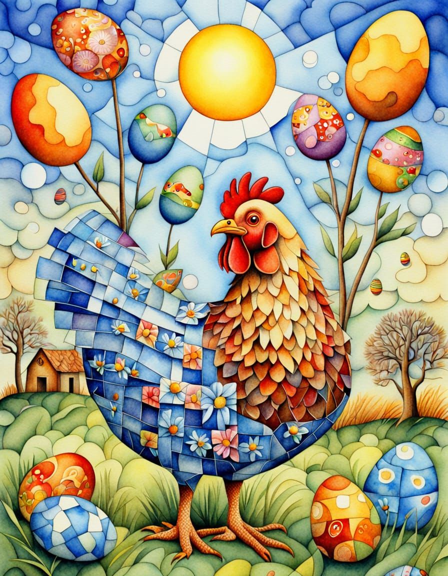 Vibrant Easter Cubist Masterpiece