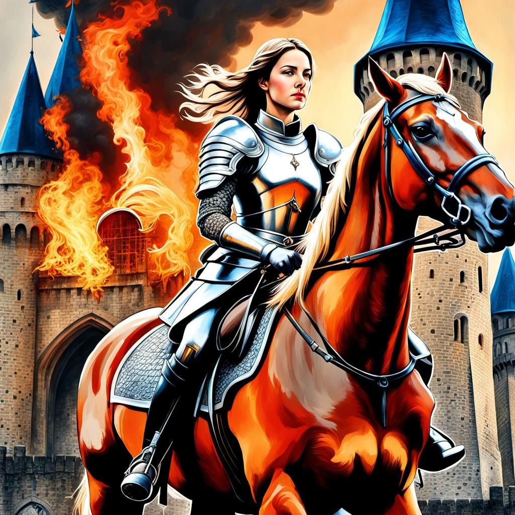 Epic Joan of Arc Melts Fortress with Flaming Sword