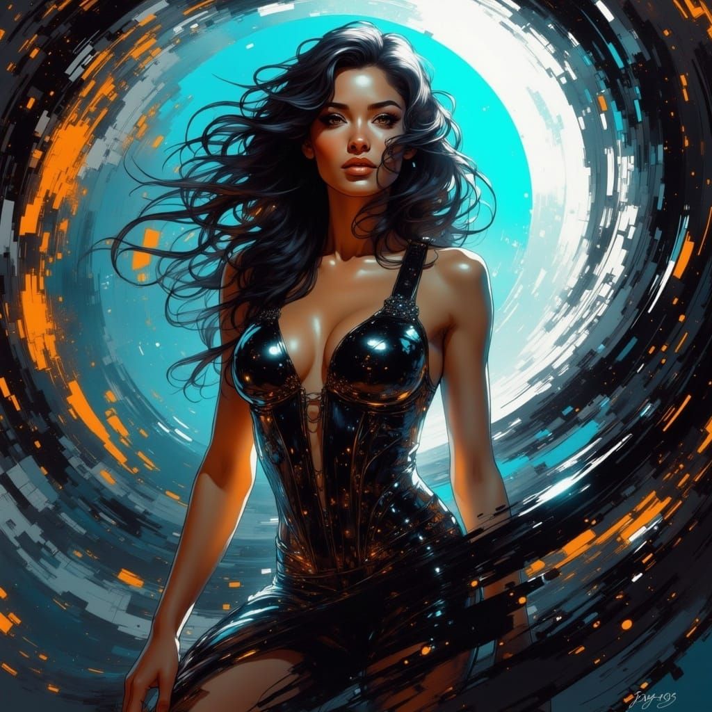 Cyberpunk Fitness Goddess in HDR, Inspired by Alberto Vargas...