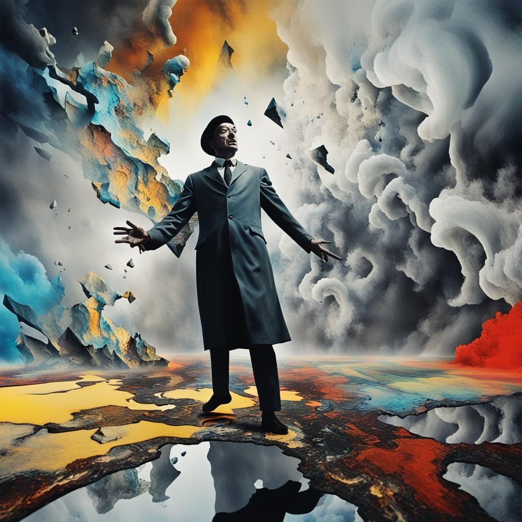 Shattered Reality: A Surrealist Dreamscape in Bold Colors