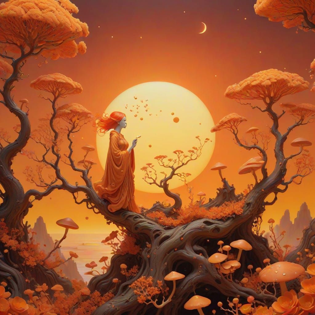 Wonderful Woman in Orange Dreamscape