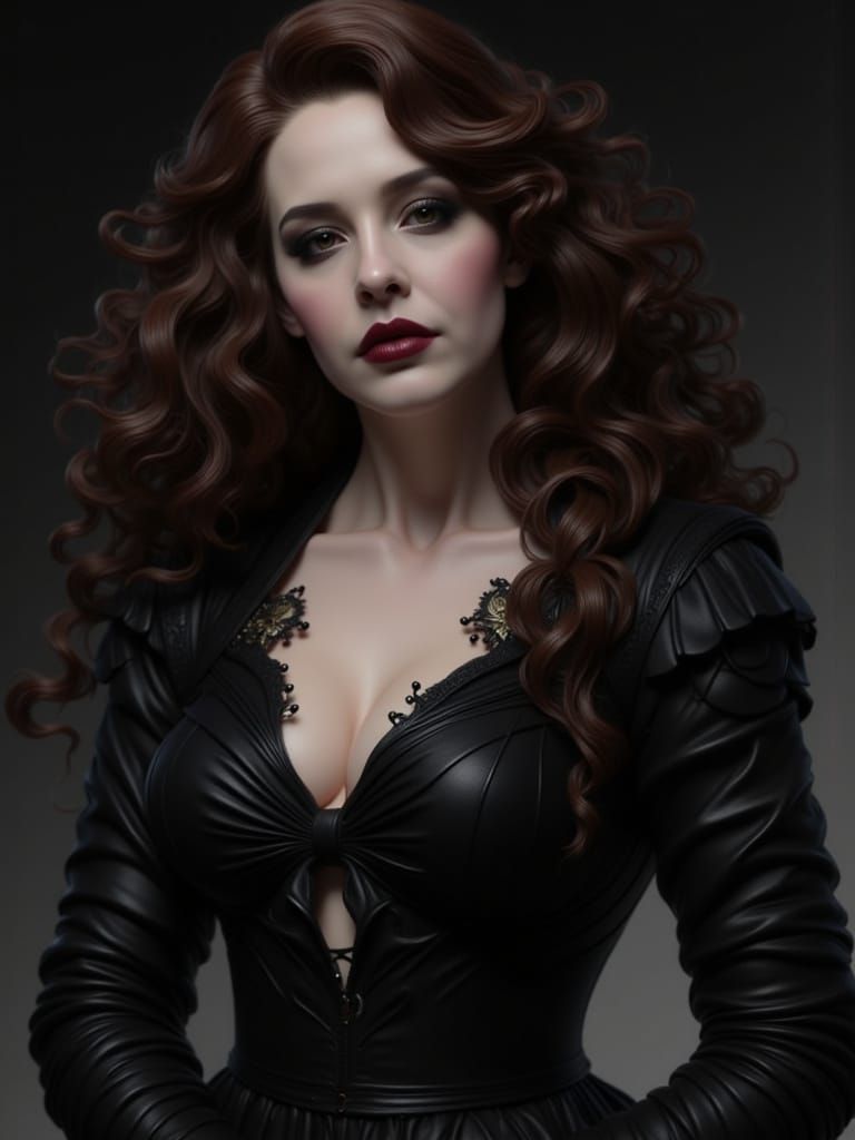 Ethereal Gothic Goddess with Dramatic Features