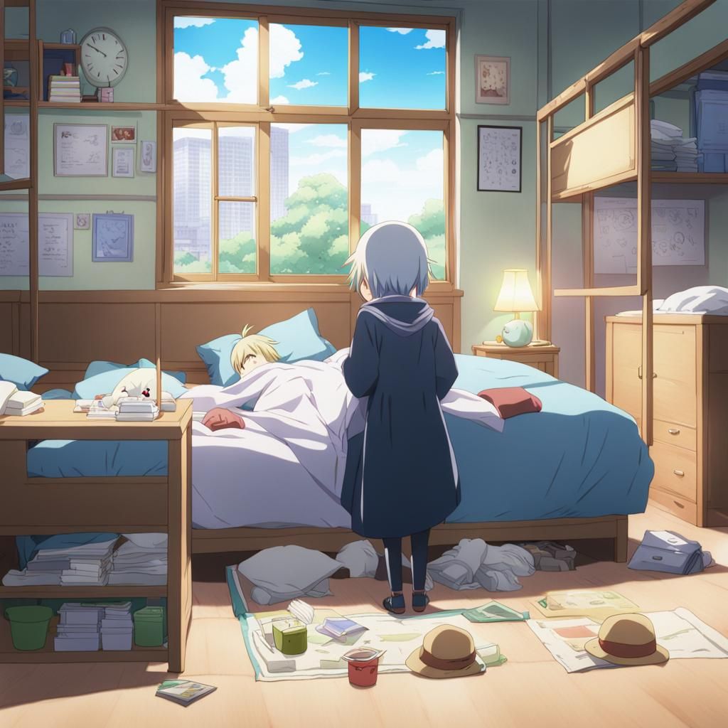 Classic Anime Scene of Oversleeping