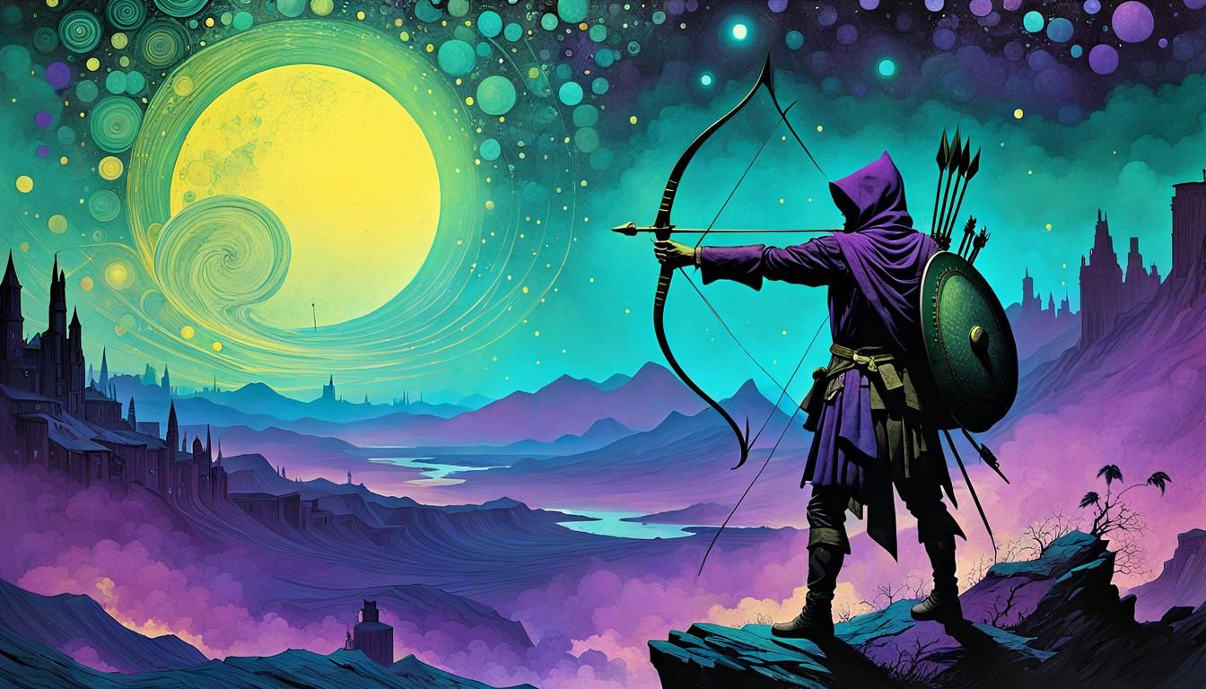 Robin Hood in Cosmic Night, Digital Painting