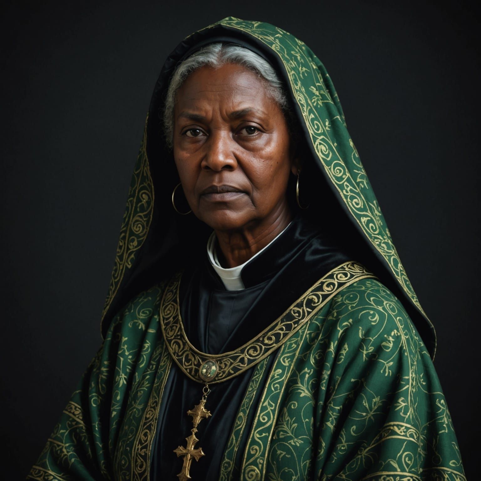 Photo-Realistic Portrait of an Old Nature Priest