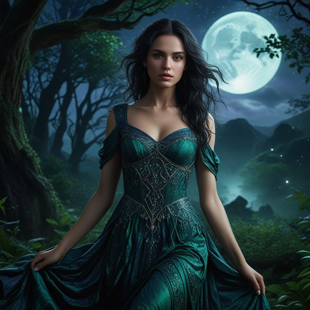 Aphrodite in Moonlight: Fantasy Realism Portrait