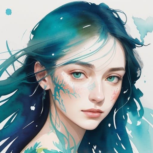 Ethereal Woman in Vibrant Garden Portrait