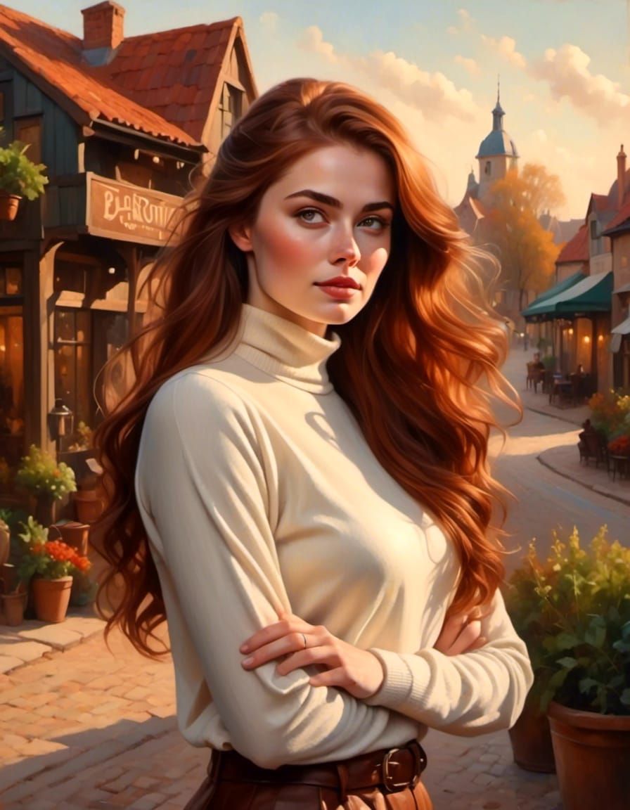 Curvy Woman in Turtleneck in Small Texas Town