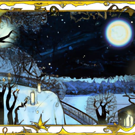 Gothic Jar with Sun in Winter Landscape