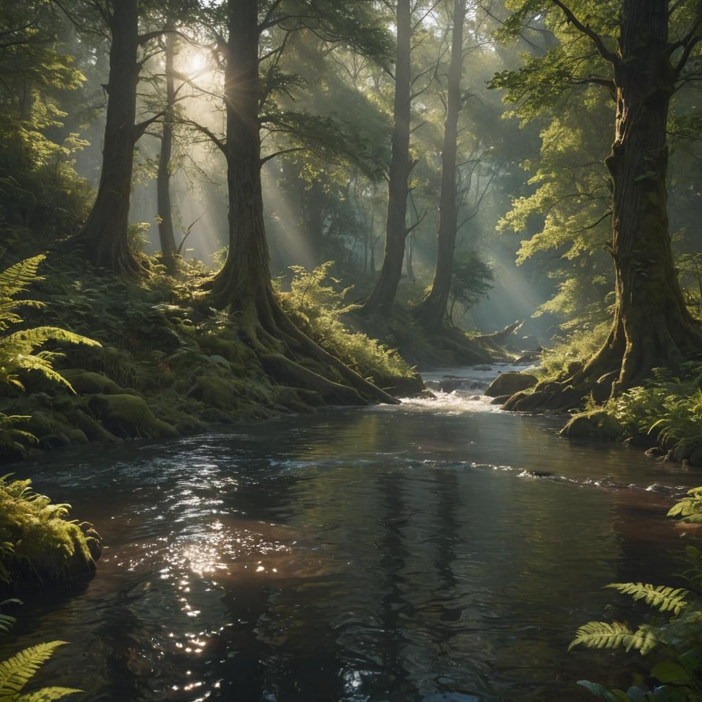 Forest River: Hyper-Realistic Fantasy Concept Art