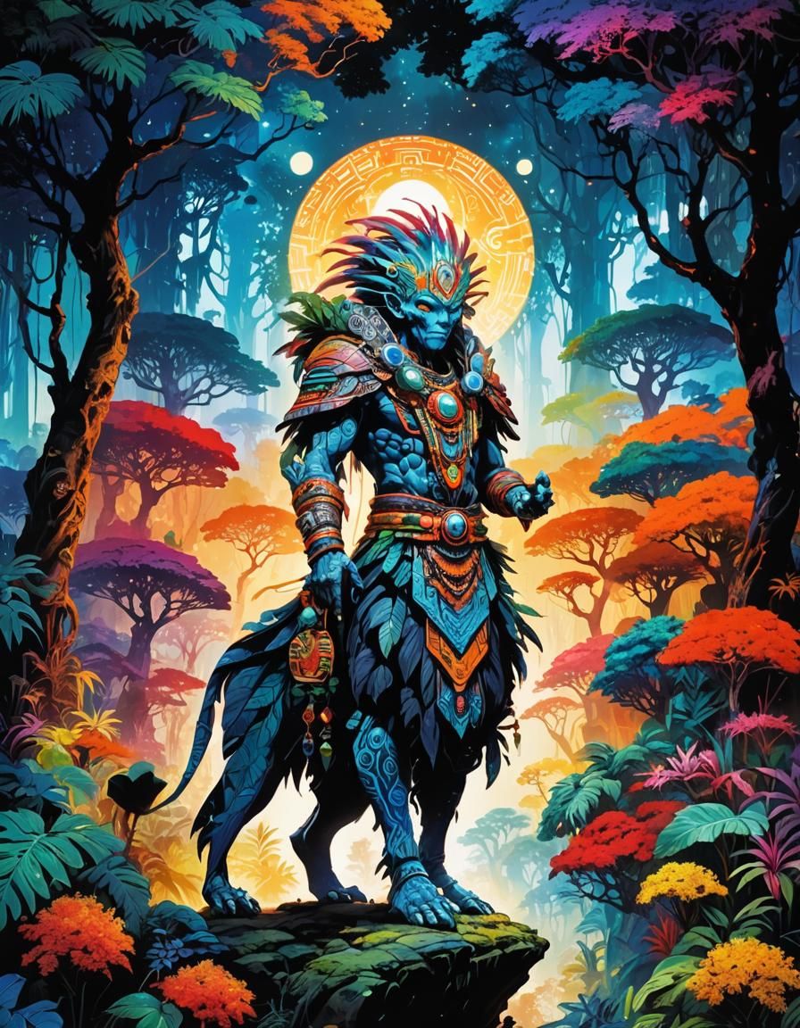 Alien Priest in Extraterrestrial Jungle: Anime Fantasy