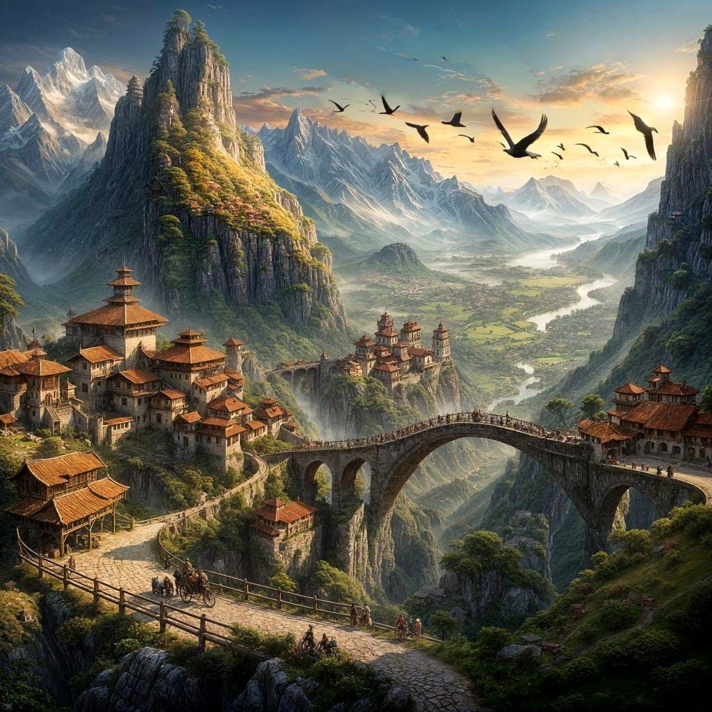 Epic Mountain Villages Connected by Bridges