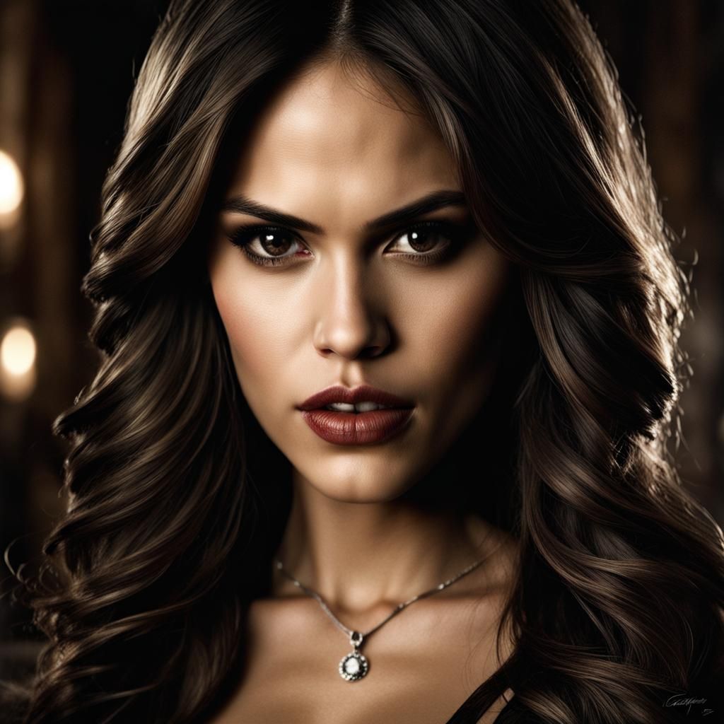 Eiza Gonzales Hyperrealistic Portrait in Vampire Diaries Sty...