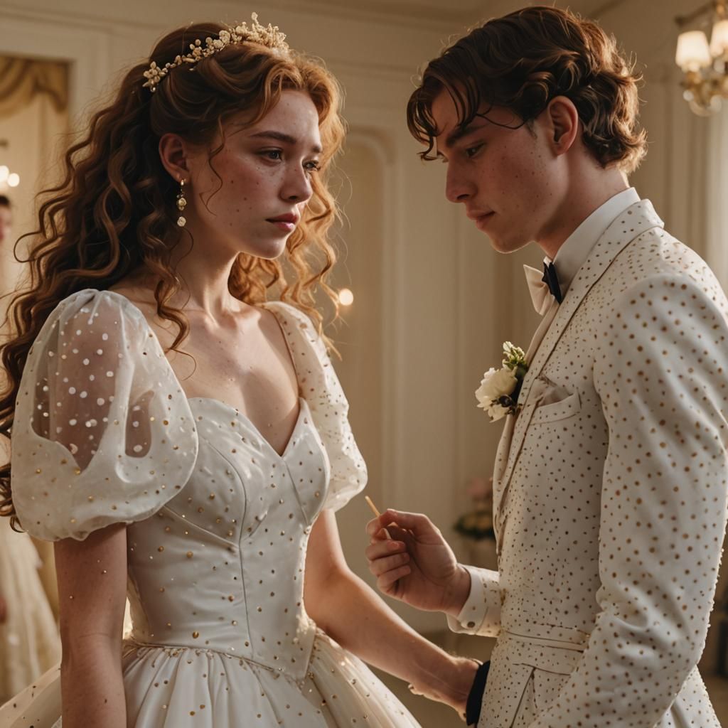 Crossdressing Teen in Wedding Gown, Cinematic Portrait