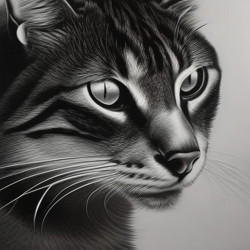 Happy Cat Sipping Red Wine in Picasso Style
