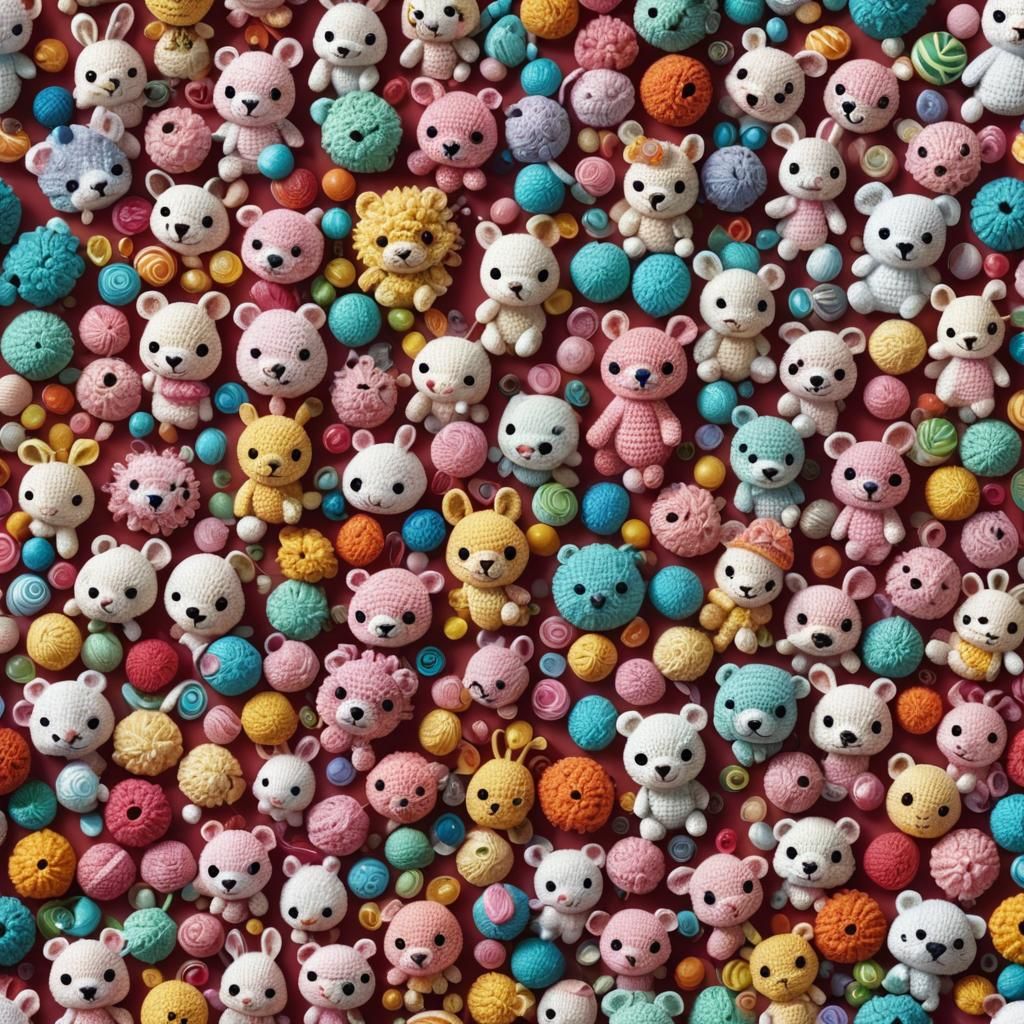 Adorable Crocheted Baby Animals in Candy Art Style