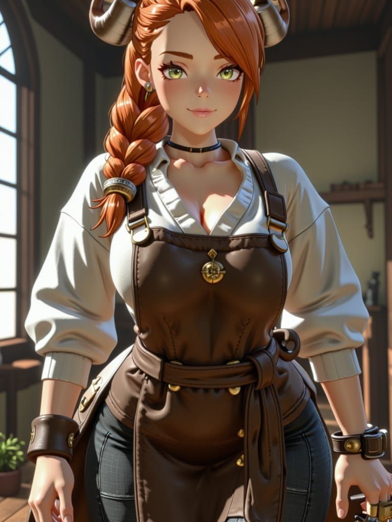 Dwarven Woman in 3D Anime Game Style