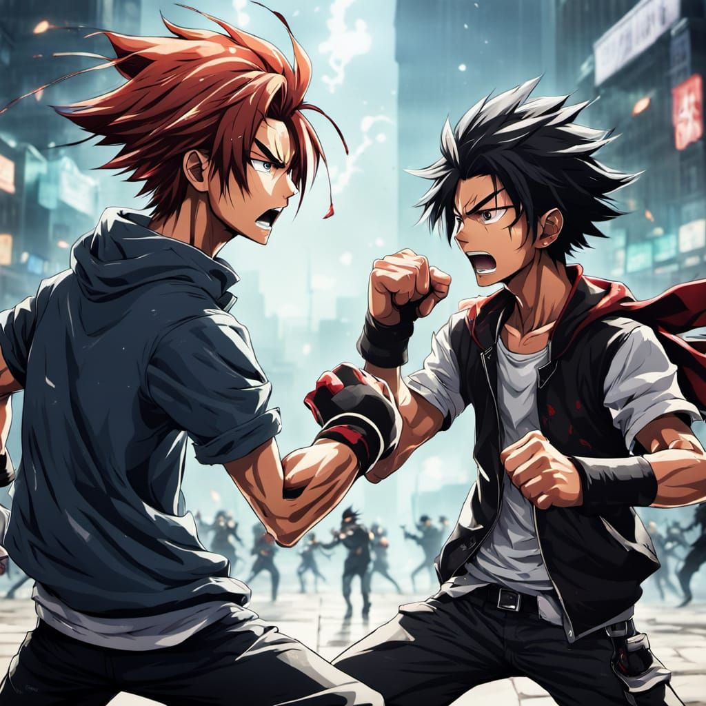 Anime-Style Gang Fight Scene