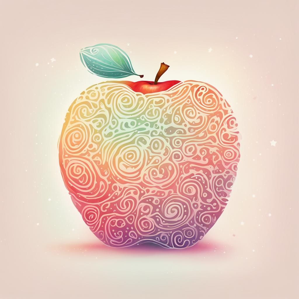Whimsical Apple Doodle in Pastel Colors