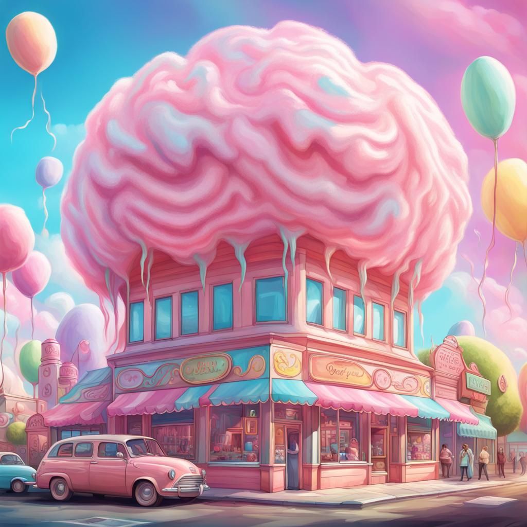 Giant Cotton Candy Empire in Candy Art Style