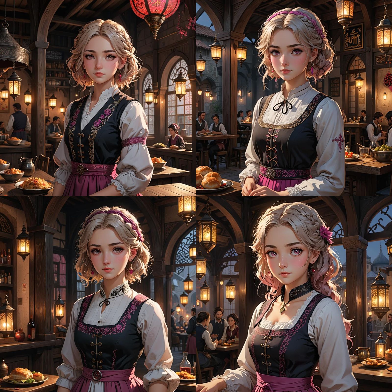 Anime Girl in Turkish Inn at Night